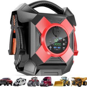 DM1264 Heavy Duty Jump Starter, 12V 30000A Peak, Lithium Battery Booster Pack, Portable Jump Starter for Heavy Vehicles, -40°F Instant Start, Suitable for Diesel and Gasoline Engines up to 50L, Semi Truck Class 8
