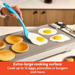 bella 10" x 20" Electric Griddle with Warming Tray, EverGood™ Ceramic Nonstick Coating, Removable Temperature Probe, Dishwasher-Safe Drip Tray, Cool-Touch Handles, 1500 Watt, Oatmilk - Image 4