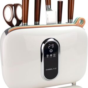 Charmline Smart Cutting Board and Knife Set with Holder, Self-Cleaning & Drying, Space-Saving Kitchen Organizer, Practical Gift for Mom, Housewarming, Birthday & Christmas