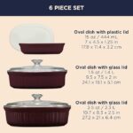 CorningWare Ceramic Bakeware Set with Lids Chip and Crack Resistant Stoneware Baking Dish, Microwave, Dishwasher, Oven, Freezer and Fridge Safe, 6-Piece French Cabernet - Image 3