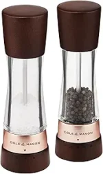 Cole & Mason Derwent Salt & Pepper Mill Gift Set - Salt & Pepper Shaker & Grinder with Adjustable Coarseness - Gourmet Precision Mill Set - Stainless Steel & Acrylic Grinders - Rose Gold