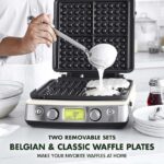 GreenPan Elite 4-Square Belgian & Classic Waffle Maker,Healthy Ceramic Nonstick Dishwasher Safe Plates, Adjustable Shade/Crunch Control, Wont Overflow, Easy Cleanup Breakfast, PFAS-Free, White - Image 2