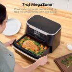 Ninja Foodi Air Fryer | 6-in-1 with 7-QT MegaZone & Basket Divider for Large Proteins & Full Meals | Cook 2 Foods at Once | 450° F | Air Fry, Roast, Broil, Dehydrate, Keep Warm & Bake | Black | DZ071 - Image 4