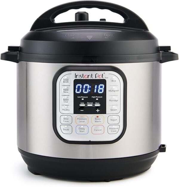 Instant Pot Duo 7-in-1 Electric Pressure Cooker, Slow Cooker, Rice Cooker, Steamer, Sauté, Yogurt Maker, Warmer & Sterilizer, Includes App with Over 800 Recipes, Stainless Steel, 6 Quart