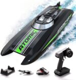 volantexrc Remote Control Boats for Pools and Lakes 20+MPH AtomicXS High Speed RC Boat for Adults Toy Boat Gifts with 2 Batteries & Reverse Function Black Color