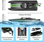 volantexrc Remote Control Boats for Pools and Lakes 20+MPH AtomicXS High Speed RC Boat for Adults Toy Boat Gifts with 2 Batteries & Reverse Function Black Color - Image 3