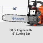 Husqvarna 130 Gas Powered Chainsaw, 38cc 2HP, 2-Cycle X-Torq Engine, 16 Inch Chainsaw with Automatic Oiler, for Wood Cutting and Tree Pruning - Image 3
