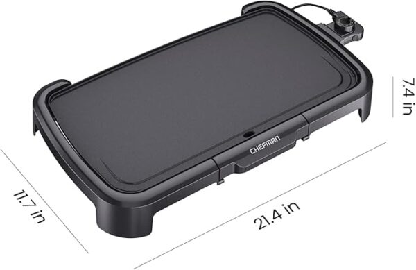 Chefman XL Electric Griddle with Removable Temperature Control, Immersible Flat Top Grill, Nonstick Extra-Large Cooking Surface, Slide-Out Drip Tray, 10 x 20 Inch - Image 3
