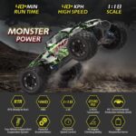 TENSSENX 1:18 Scale All-Terrain RC Car, 40 km/h High-Speed 4WD Remote Control Car with 2 Rechargeable Batteries, 4x4 Off-Road Monster Truck, 2.4GHz Electric Vehicle Toy Gift for Kids and Adults - Image 3