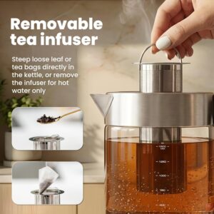 Viante Electric Kettle with Infuser, No Plastic in Contact with Water, Temperature Control, Automatic Shut-Off, Tea Maker with Brewing Programs, 1.5 Liters Capacit - Image 3