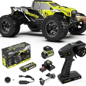 AMORIL 1/10 RTR Brushless Fast RC Car for Adults, Max 50 mph Hobby Electric Off-Road Monster Truck, Waterproof High-Speed 4WD Remote Control Car with 3S LiPo, Green