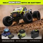 AMORIL 1/10 RTR Brushless Fast RC Car for Adults, Max 50 mph Hobby Electric Off-Road Monster Truck, Waterproof High-Speed 4WD Remote Control Car with 3S LiPo, Green - Image 5