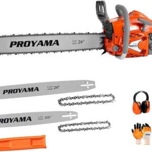 PROYAMA 68CC 2-Cycle Top Handle Gas Powered Chainsaw 24 Inch 20 Inch Petrol Handheld Cordless Chain Saw for Tree Wood Cutting