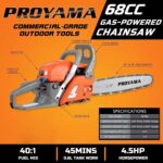 PROYAMA 68CC 2-Cycle Top Handle Gas Powered Chainsaw 24 Inch 20 Inch Petrol Handheld Cordless Chain Saw for Tree Wood Cutting - Image 7