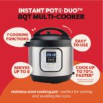 Instant Pot Duo 7-in-1 Electric Pressure Cooker, Slow Cooker, Rice Cooker, Steamer, Sauté, Yogurt Maker, Warmer and Sterilizer, Includes App with Over 800 Recipes, Stainless Steel - Image 3