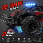 BLUEJAY Remote Control Car, 2.4GHz High-Speed 33 km/h RC Car Toy, 1:12 Monster RC Truck Off-Road with LED Headlights and Rechargeable Battery, Gift for Adults and Boys Ages 8–12 - Image 3