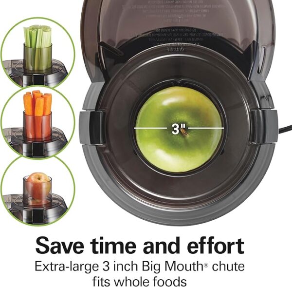 Hamilton Beach Juicer Machine, Big Mouth 3" Feed Chute for Whole Fruits and Vegetables, Easy-to-Clean Centrifugal Extractor, BPA-Free, 800W Motor, Black - Image 4