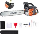 VEVOR 20 Inch 62CC Gas Powered Chainsaw, 3.8 HP 2-Stroke Engine Gas Chainsaw with Non-Slip Handle, Dual Fuel Tanks, for Wood Cutting, Tree Trimming, and Land Clearing