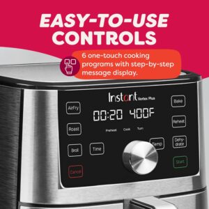 Instant Pot 6QT Vortex Plus Air Fryer, 6-in-1, Air Fry, Broil, Dehydrate, Crisp, Roast, Reheat, Bake, Dishwasher-Safe Air Fryer Basket, Stainless Steel - Image 3