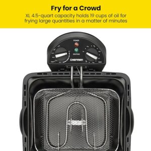 Chefman 4.5 Liter Deep Fryer with Basket Strainer, XL Jumbo Size, Adjustable Temperature & Timer, Removable Oil Container, Stainless Steel - Image 3