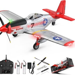CKYSCHN WLtoys XK A280 RC Airplane, P51 Mustang 4 Channel RC Plane with Lights, 6G/3D Brushless RC Planes, 2.4G Remote Control Airplane, Hobby RC Planes Gifts for Adults