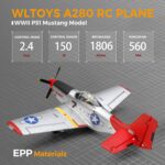 CKYSCHN WLtoys XK A280 RC Airplane, P51 Mustang 4 Channel RC Plane with Lights, 6G/3D Brushless RC Planes, 2.4G Remote Control Airplane, Hobby RC Planes Gifts for Adults - Image 6