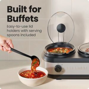 Chefman Triple Slow Cooker & Food Warmer, Three Crock Slow Cooker with 2.5 Qt Ceramic Crocks, 7.5-Quart Total Capacity, PFAS-Free, Three Temperature Settings, Dishwasher-Safe Parts, Stainless Steel - Image 3