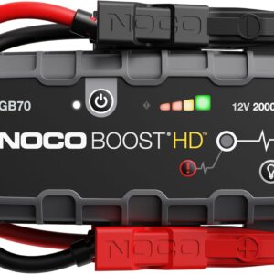 NOCO Boost GB70: 2000A UltraSafe Jump Starter, 12V Lithium Battery Booster Pack, Portable Jump Box, Power Bank & Jumper Cables, for 8.0L Gas and 6.0L Diesel Engines